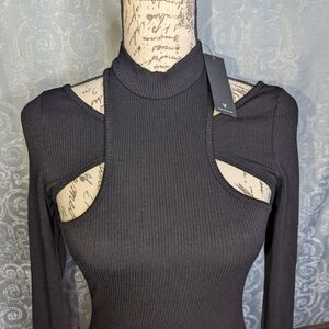 Black Cut-Out Long Sleeve Mini Dress